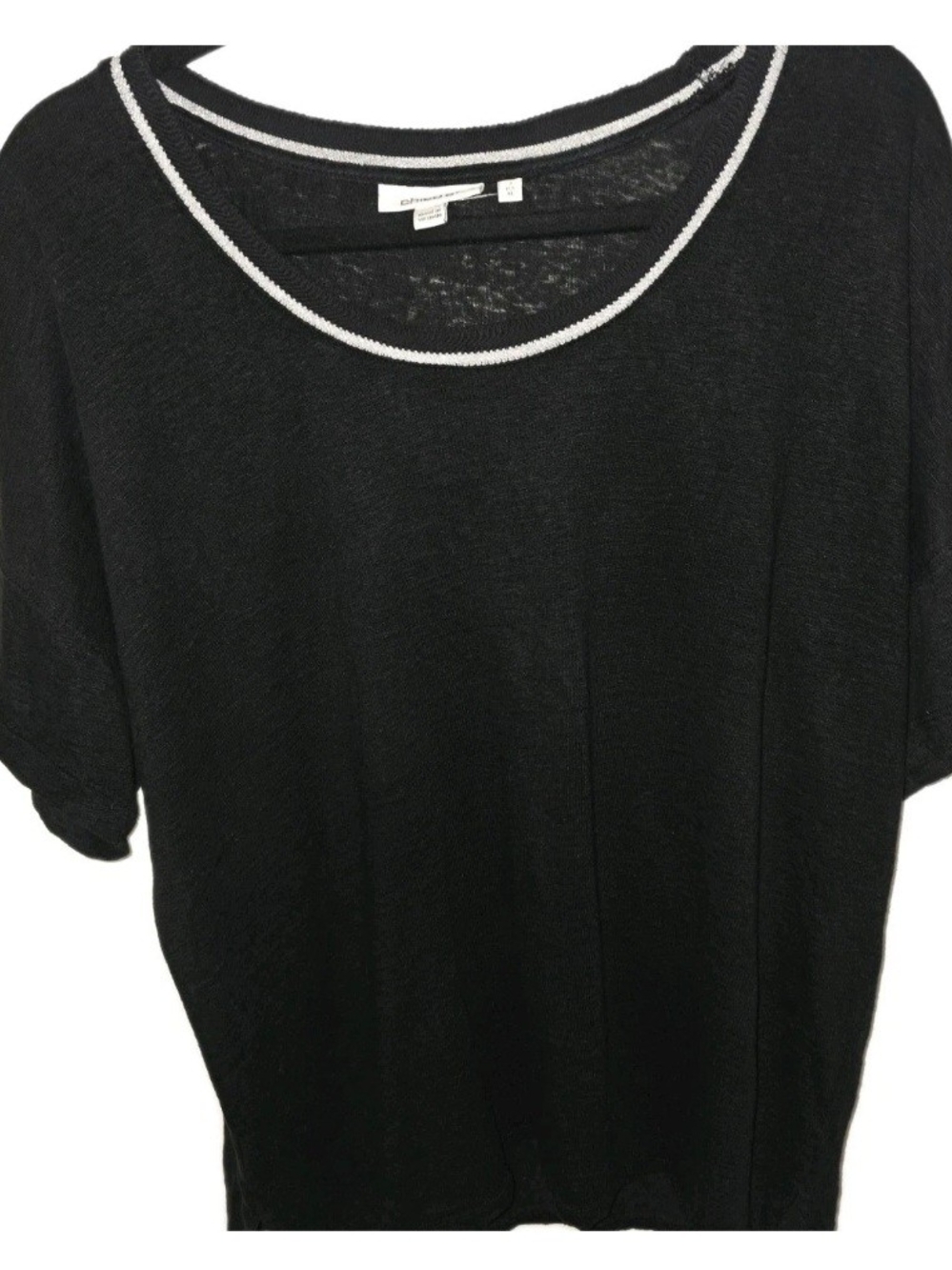 3 Women's XL Peices: 2 Chico's Tops Black / Purple & Merona Black Open Cardigan